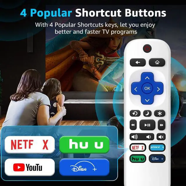 Alt view image 5 of 7 - (Packs of 2) Replacement Remote Only for Roku TV with Silicone Remote Cover | Compatible with All TCL Roku/Hisense Roku/Onn Roku/Sharp/Philips Roku (Not for Roku Stick, Box,Speaker)