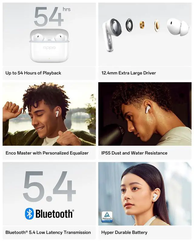 Alt view image 2 of 7 - Enco Buds3 Pro True Wireless Earbuds, Bluetooth 5.4 in-Ear Headphones Stereo, Clear Vocals, Deep Bass, 54H Playtime, 12.4mm Dynamic Driver, Personalized Equalizer, IP55, White