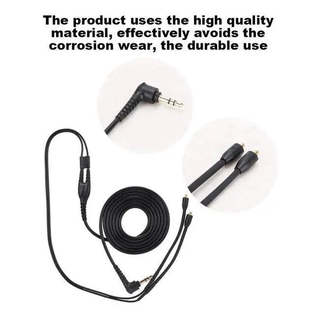 Alt view image 4 of 4 - MMCX Replacement Headphone Cable, TPE Headphone Extension Cable with 3.5mm Plug for se215 se425 se535 se846 ue900(Black Without mic)