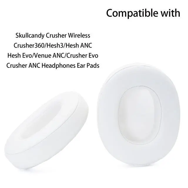 Alt view image 2 of 5 - Replacement Ear Pads for Skullcandy Crusher Evo/Hesh ANC/Evo - White | for Skullcandy Crusher Wireless/ANC/Evo, Hesh 3/ANC/Evo,Venue ANC Headphone Leather Cushions, Headset Earpads, Ear Cups Cover