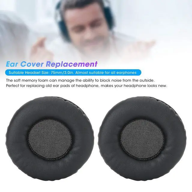 Alt view image 4 of 6 - Foam Ear Pad Replacement Cushions, 75MM/3.0in Headphone Universal Ear Cushions Replacement Headset Noise Reduction Foam Ear Pads Covers Black