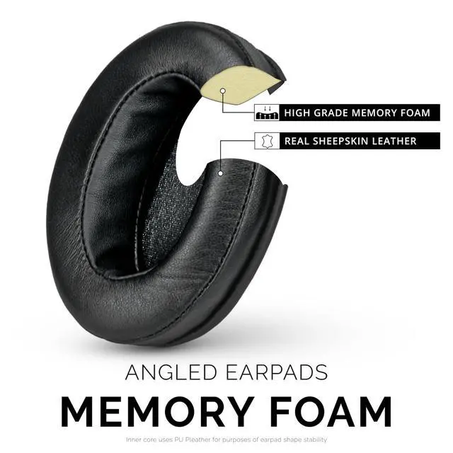 Alt view image 4 of 7 - Sheepskin Leather Angled Memory Foam Earpad - Suitable for Large Over The Ear Headphones - AKG, HifiMan, ATH, Philips, Fostex