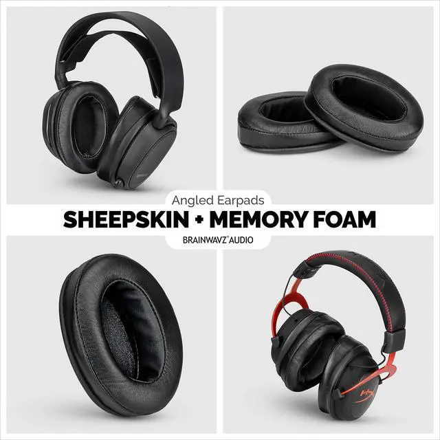 Alt view image 3 of 7 - Sheepskin Leather Angled Memory Foam Earpad - Suitable for Large Over The Ear Headphones - AKG, HifiMan, ATH, Philips, Fostex