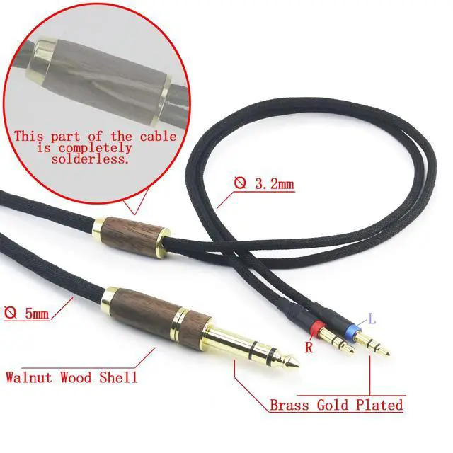 Alt view image 2 of 6 - 6N OCC Copper Silver Plated Upgrade Audio Cable 3.5mm Male and 6.35mm Adapter Compatible with Hifiman Sundara, Ananda, Arya, HE400SE, HE4XX, HE-400i Headphone (2 x 3.5mm Version)