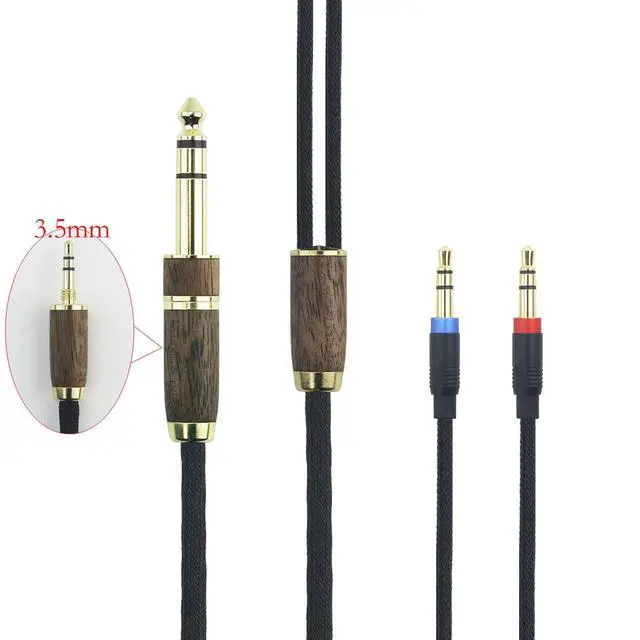 Alt view image 3 of 6 - 6N OCC Copper Silver Plated Upgrade Audio Cable 3.5mm Male and 6.35mm Adapter Compatible with Hifiman Sundara, Ananda, Arya, HE400SE, HE4XX, HE-400i Headphone (2 x 3.5mm Version)
