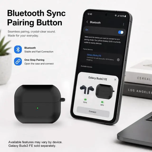 Alt view image 7 of 7 - Replacement Charging Case for Samsung Galaxy Buds3 FE (R420), Type-C Charger Case with LED Indicator & Pairing Function (No Earbuds Included)