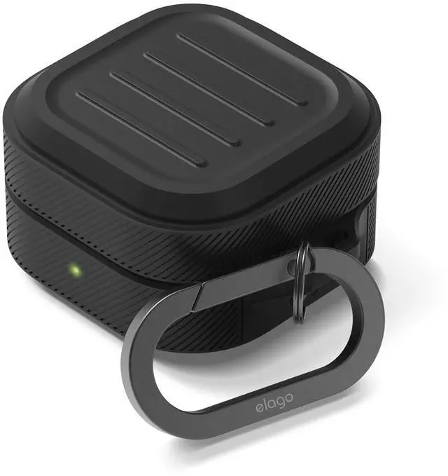 Main image of Armor Case for Galaxy Buds 4 Pro & Galaxy Buds 4 | Armor Case with Carabiner, Premium Silicone Cover, Wireless Charging, Headphone Accessories, for Men, for Women (Black)