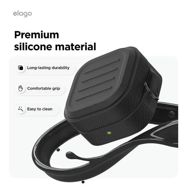 Alt view image 4 of 6 - Armor Case for Galaxy Buds 4 Pro & Galaxy Buds 4 | Armor Case with Carabiner, Premium Silicone Cover, Wireless Charging, Headphone Accessories, for Men, for Women (Black)