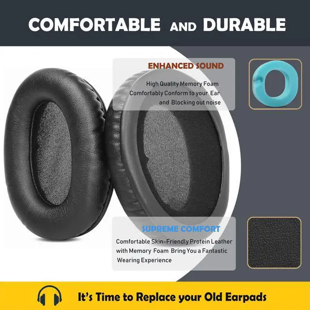Alt view image 3 of 6 - Audition Pro Earpads Cushion for Avantree Audition Pro/HT4189/HT5009/HT5150/HT41899/HT3189/DG59M/C519M/BTHS-AS9 Wireless Bluetooth Over Ear Headphones Ear Cushions with Protein Leather