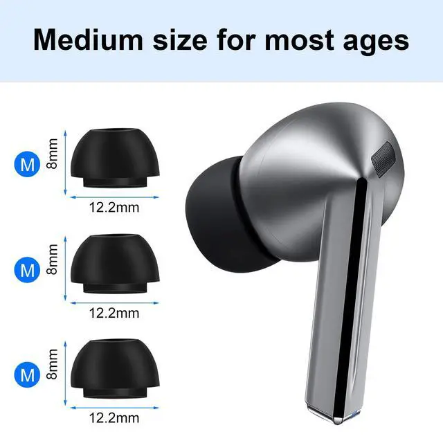 Alt view image 4 of 6 - Foam Ear Tips for Samsung Galaxy Buds3 Pro - Ultimate Comfort and Unshakeable Fit with Memory Foam Earbud Tips, Earbud Replacement Tips for Galaxy Buds 3 Pro - M