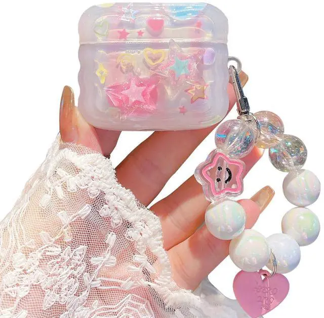 Main image of Compatible with Airpods 3rd Generation Case 2021 Cute Dream 3D Gitter Stars Clear Protective Cover with Strap Keychain Airpod Gen 3 Case for Girls Women (3rd - Stars Pink)