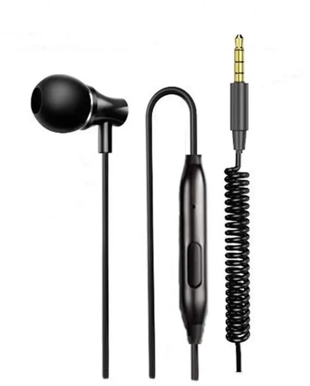 Main image of k8 Single Side Earphone in-Ear Stereo to Mono Earbud Headphones,3.5mm Plug Metal Noise Isolating Earplugs with mic,Spring Coil Reinforced Cord