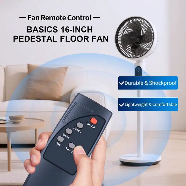 Alt view image 2 of 7 - New Remote Control Replacement Compatible with AMZ Basics 16" Pedestal Fan FS40-10BR (60W, Black)