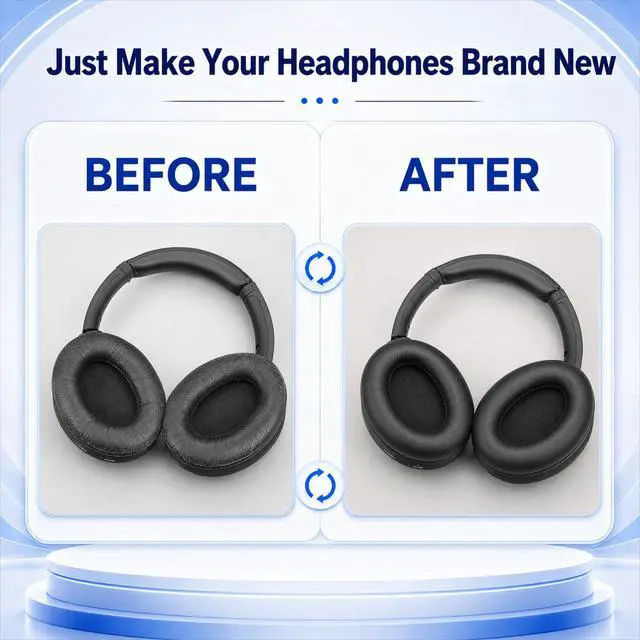 Alt view image 6 of 7 - Replacement Ear Pads for Sony WH-1000XM3 Headphones, Ear Cushions for WH1000XM3, Extra Thick Earpads, Headphone Pads with Protein LeatherMemory Foam, Replacement Cushions