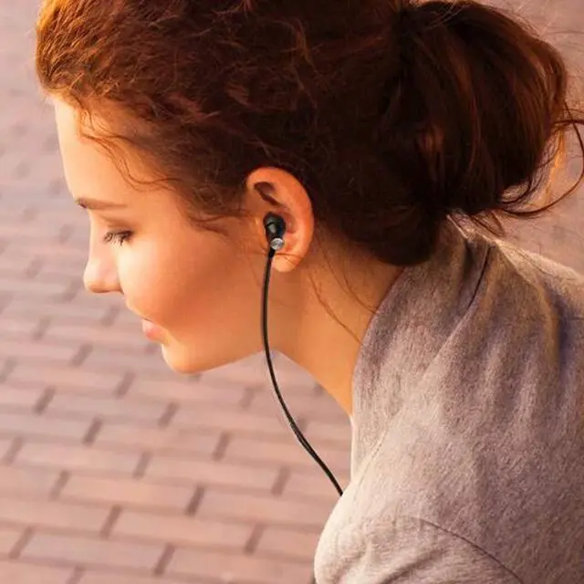 Alt view image 5 of 6 - k8 Single Side Earphone in-Ear Stereo to Mono Earbud Headphones,3.5mm Plug Metal Noise Isolating Earplugs with mic,Spring Coil Reinforced Cord