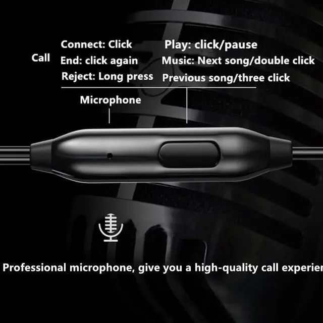 Alt view image 6 of 6 - k8 Single Side Earphone in-Ear Stereo to Mono Earbud Headphones,3.5mm Plug Metal Noise Isolating Earplugs with mic,Spring Coil Reinforced Cord