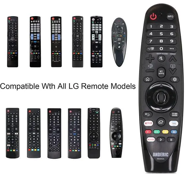 Alt view image 2 of 6 - Universal AN-MR18BA, AN-MR19BA and AN-MR20GA Style fit for All LG Smart TVs | No Pairing - IR - AKB75855501 AGF80220501 - No Voice, No Pointer - RR20GA