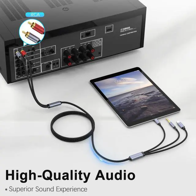 Alt view image 5 of 6 - USB C 3.5mm to RCA Cable, Lightning to RCA Male to Aux Audio Adapter, HiFi Sound, Headphone Jack Adapter, 3 in 1 Audio Cable Connector for iPhone/iPad, Speaker, MP3, Tablet, HDTV 10FT
