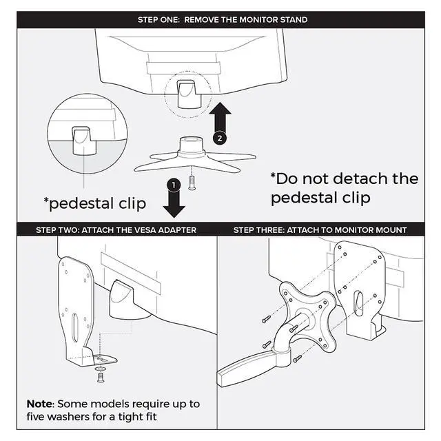 Alt view image 4 of 6 - VESA Mount Adapter Bracket for Acer Monitors | Fits G226HQL, G246HYL, G247HL, G277HU, S200HQL, S200HL, S220HQL, S230HL, S232HL, S240HL, S242HL