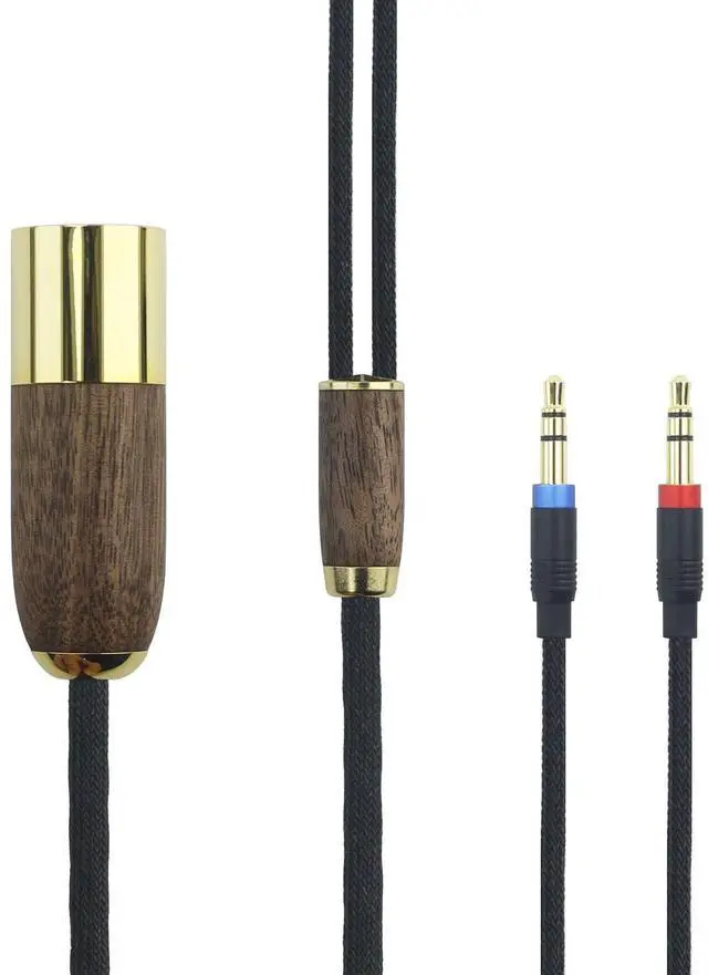 Main image of 4-pin XLR Balanced Cable Compatible with Hifiman Sundara, Ananda, Arya, HE400SE, HE4XX, Edition XS Headphone Dual 3.5mm Male 6N OCC Copper Silver Plated Cord Walnut Wood Shell 6.6ft