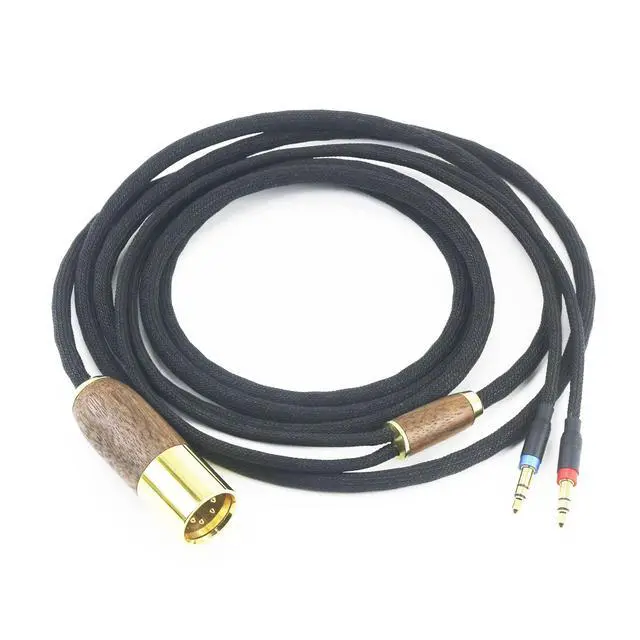 Alt view image 4 of 7 - 4-pin XLR Balanced Cable Compatible with Hifiman Sundara, Ananda, Arya, HE400SE, HE4XX, Edition XS Headphone Dual 3.5mm Male 6N OCC Copper Silver Plated Cord Walnut Wood Shell 6.6ft