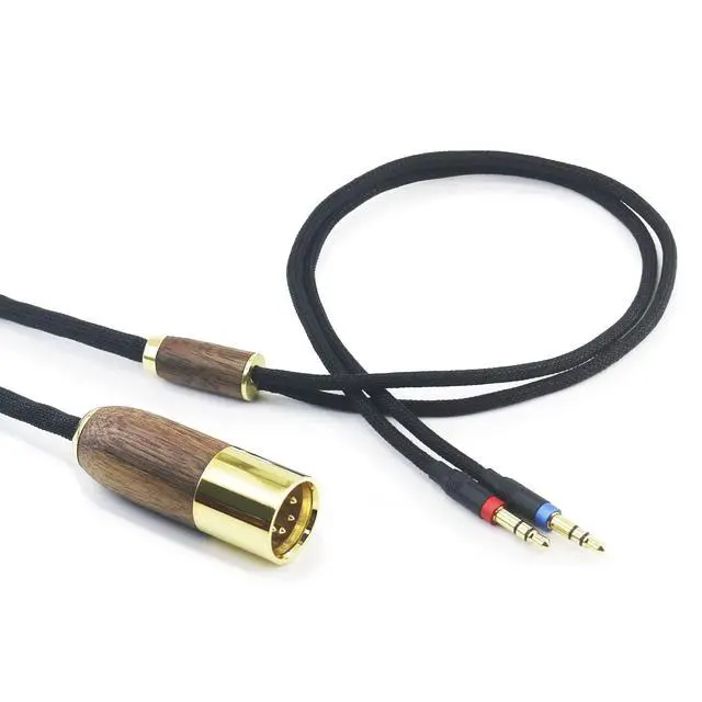 Alt view image 6 of 7 - 4-pin XLR Balanced Cable Compatible with Hifiman Sundara, Ananda, Arya, HE400SE, HE4XX, Edition XS Headphone Dual 3.5mm Male 6N OCC Copper Silver Plated Cord Walnut Wood Shell 6.6ft