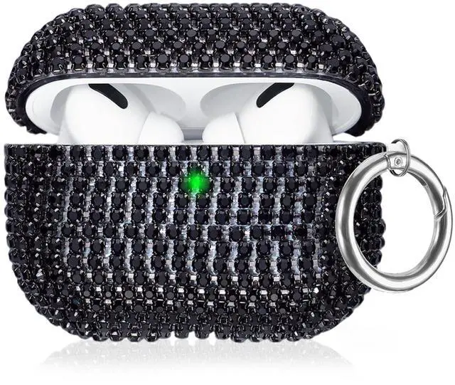Main image of Bling Case Compatible with AirPods Pro 3 (2025), Sparkling Diamond Case for AirPods Pro 3 Case Bling Rhinestones Case for Women, Shockproof Protective Cute Cover with Keychain (Black)