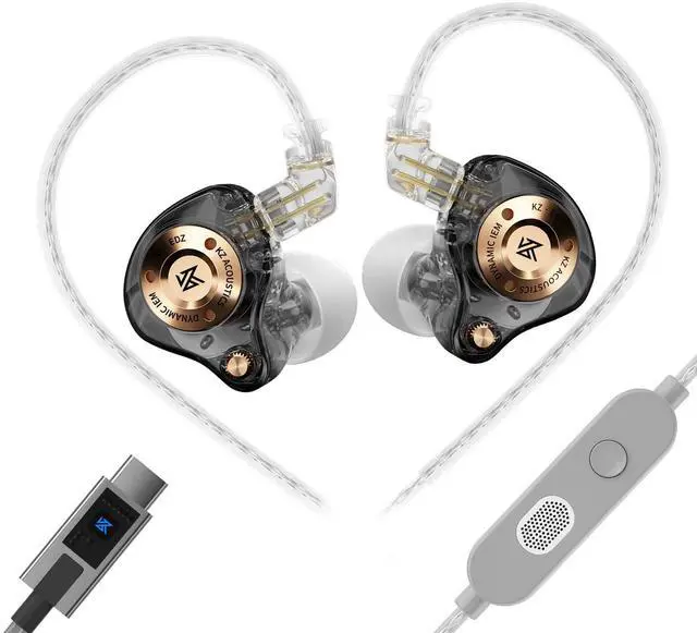 Main image of KZ EDZ Type-C Gaming Earbuds with Mic, Low Latency in-Ear Monitors for PUBG Mobile Gamers, Dual-Driver USB-C Headphones, Digital Audio & Clear Chat for Android iPad