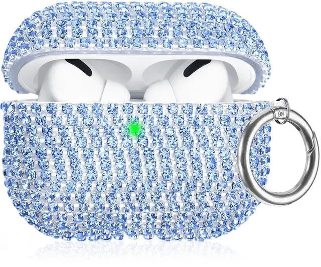 Main image of Bling Case Compatible with AirPods Pro 3 (2025), Sparkling Diamond Case for AirPods Pro 3 Case Bling Rhinestones Case for Women, Shockproof Protective Cute Cover with Keychain (Blue)