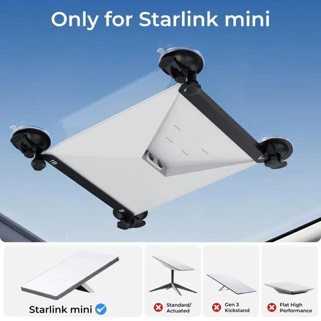Alt view image 2 of 7 - for Starlink Mini Mount, for Starlink Mini Suction Cup Mount for Car Sunroof Window, Strong Vacuum Base, Stable Signal, Tool-Free Installation, for Starlink Mini Accessories for Cars, RV, Boats, Black