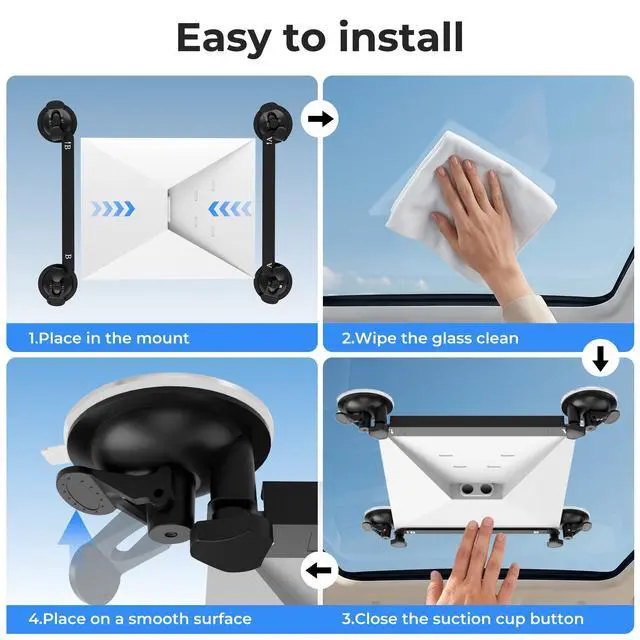 Alt view image 3 of 7 - for Starlink Mini Mount, for Starlink Mini Suction Cup Mount for Car Sunroof Window, Strong Vacuum Base, Stable Signal, Tool-Free Installation, for Starlink Mini Accessories for Cars, RV, Boats, Black