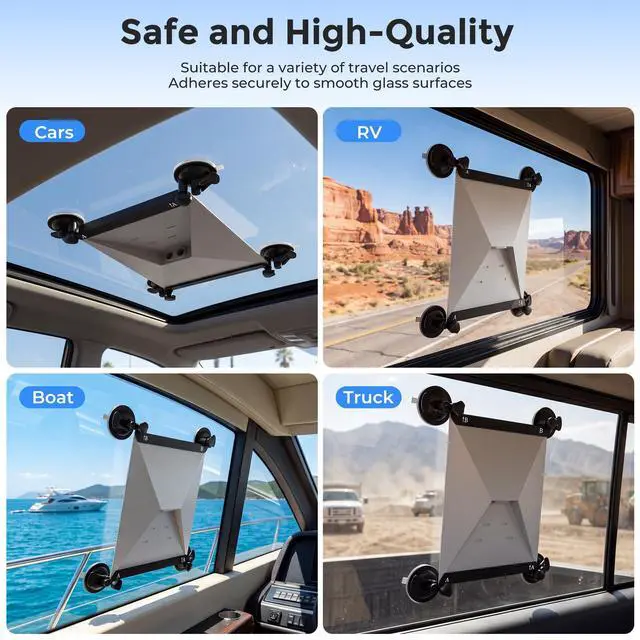 Alt view image 5 of 7 - for Starlink Mini Mount, for Starlink Mini Suction Cup Mount for Car Sunroof Window, Strong Vacuum Base, Stable Signal, Tool-Free Installation, for Starlink Mini Accessories for Cars, RV, Boats, Black