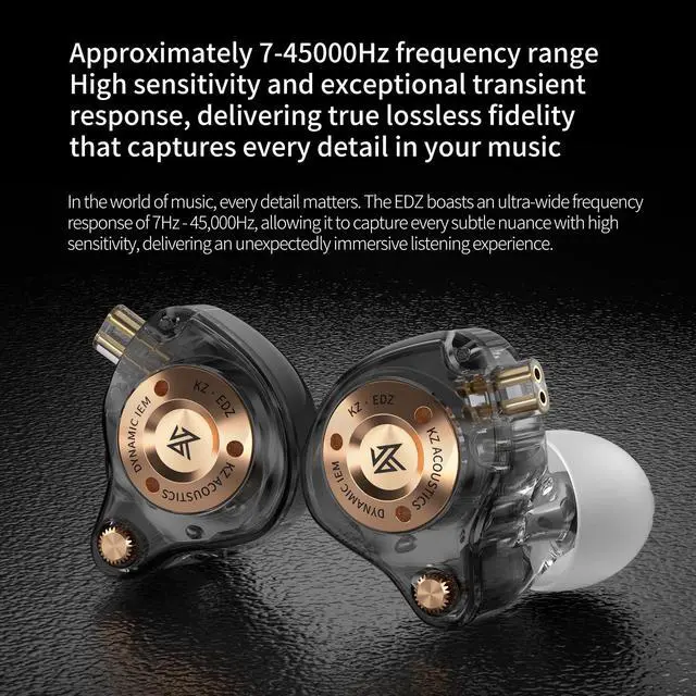 Alt view image 6 of 7 - KZ EDZ Type-C Gaming Earbuds with Mic, Low Latency in-Ear Monitors for PUBG Mobile Gamers, Dual-Driver USB-C Headphones, Digital Audio & Clear Chat for Android iPad
