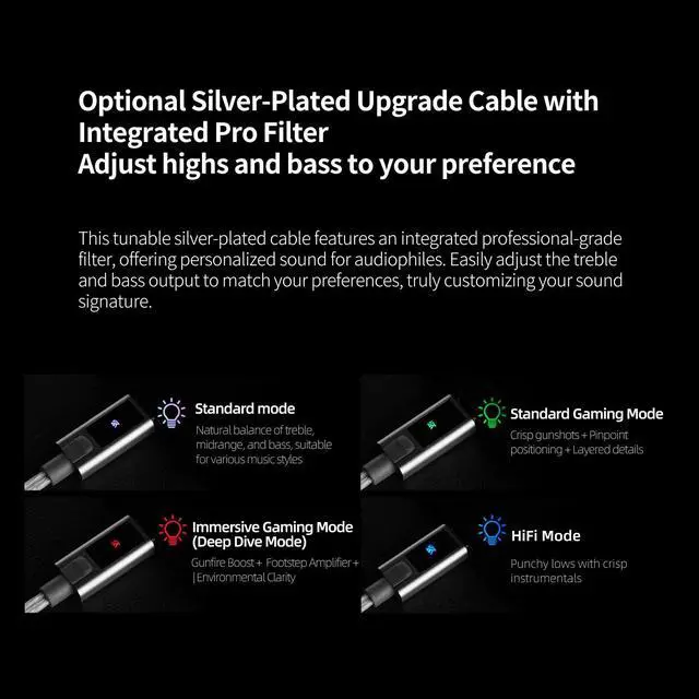 Alt view image 7 of 7 - KZ EDZ Type-C Gaming Earbuds with Mic, Low Latency in-Ear Monitors for PUBG Mobile Gamers, Dual-Driver USB-C Headphones, Digital Audio & Clear Chat for Android iPad
