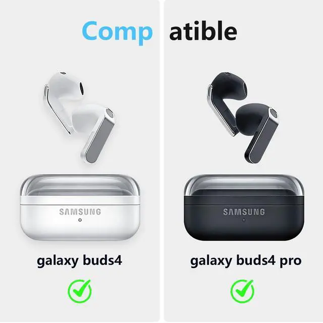 Alt view image 2 of 7 - Compatible with Galaxy Buds 4 & Galaxy Buds 4 Pro (2026) with Phone Stand, TPU Hard Shell Transparent Cover for Samsung Buds 4 Pro for Women with Keychain (White)