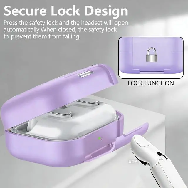 Alt view image 4 of 7 - Compatible with Galaxy Buds 4 & Galaxy Buds 4 Pro (2026) with Phone Stand, TPU Hard Shell Transparent Cover for Samsung Buds 4 Pro for Women with Keychain (Purple)