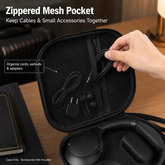 Alt view image 3 of 7 - Hard Headphone Case for Sony WH-CH720N/ for JBL Tune 720BT | Fits for TOZO HT2, for JBL Tune 510BT/770NC, for Sony WH-CH520/WH-1000XM4, for BERIBES and for KVIDIO, Black, Case Only