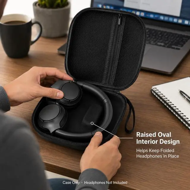 Alt view image 4 of 7 - Hard Headphone Case for Sony WH-CH720N/ for JBL Tune 720BT | Fits for TOZO HT2, for JBL Tune 510BT/770NC, for Sony WH-CH520/WH-1000XM4, for BERIBES and for KVIDIO, Black, Case Only