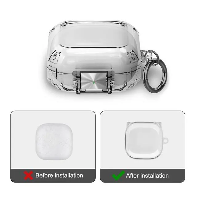 Alt view image 4 of 7 - Case for Beats Fit Pro (2012), Clear Protective Cover Compatible with Beats Fit Pro Case Cover with Safety Lock, Shockproof TPU Shell with Carabiner - Clear