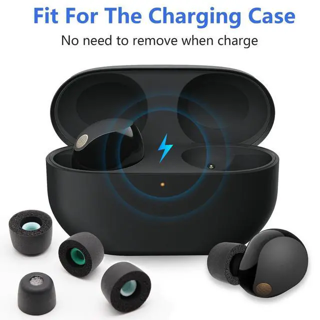 Alt view image 6 of 7 - 3 Pairs Memory Foam Eartips Ear Buds for Sony WF-1000XM6 & WF-1000XM5, Ear Tips Replacement Sony Ear Piece Foam Tips for WF-1000XM5/XM6 Fit Charging Case(Matt Surface, SML)