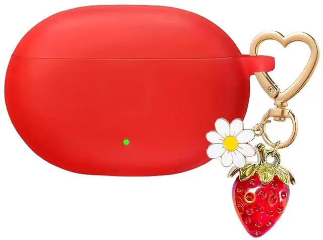 Main image of for Beats Studio Buds Case/Studio Buds Plus Case Cover,Soft Silicone Cover Protective Case with Cute Strawberry Daisy Flower Charm Keychain for Beats Studio Buds+ Earbuds Charging Case Red