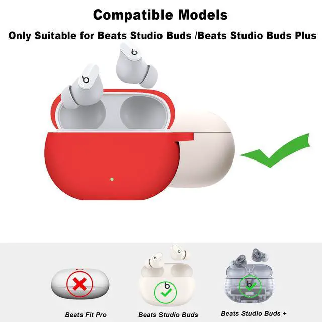 Alt view image 2 of 6 - for Beats Studio Buds Case/Studio Buds Plus Case Cover,Soft Silicone Cover Protective Case with Cute Strawberry Daisy Flower Charm Keychain for Beats Studio Buds+ Earbuds Charging Case Red