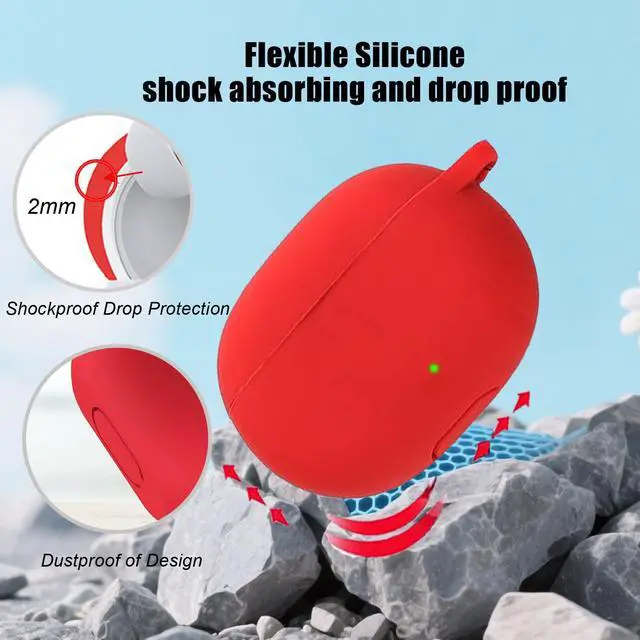 Alt view image 3 of 6 - for Beats Studio Buds Case/Studio Buds Plus Case Cover,Soft Silicone Cover Protective Case with Cute Strawberry Daisy Flower Charm Keychain for Beats Studio Buds+ Earbuds Charging Case Red