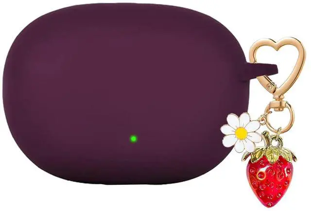 Main image of for Beats Studio Buds Case/Studio Buds Plus Case Cover,Soft Silicone Cover Protective with Cute Strawberry Daisy Flower Charm Keychain for Beats Studio Buds+ Charging Case Dark Purple