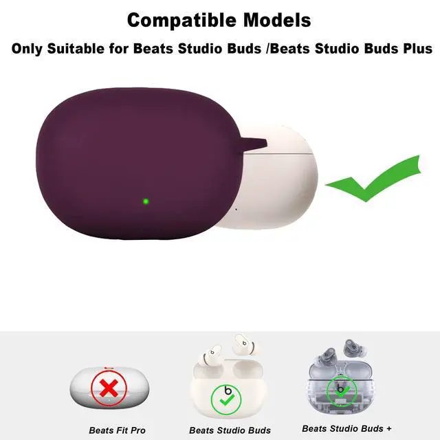 Alt view image 2 of 6 - for Beats Studio Buds Case/Studio Buds Plus Case Cover,Soft Silicone Cover Protective with Cute Strawberry Daisy Flower Charm Keychain for Beats Studio Buds+ Charging Case Dark Purple