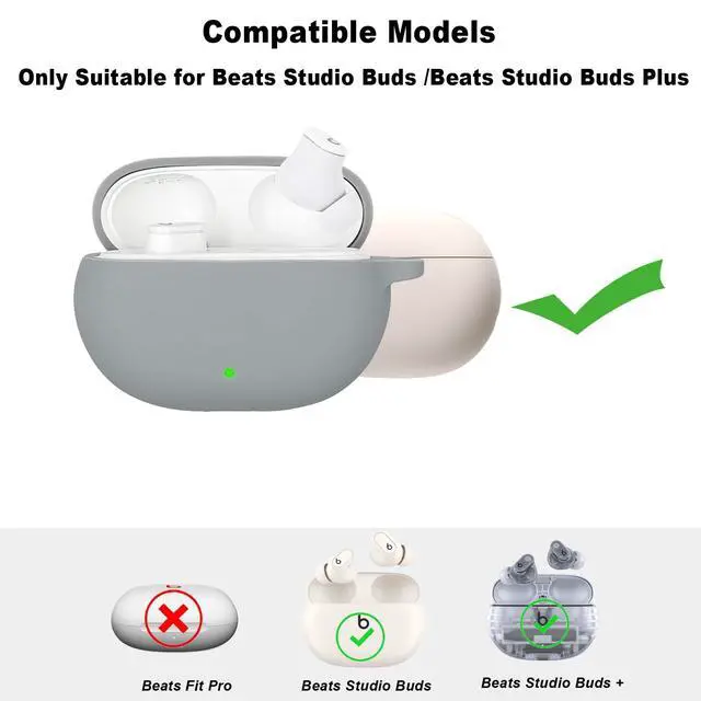 Alt view image 2 of 6 - for Beats Studio Buds Plus Case/Studio Buds Case Cover,Soft Silicone Protective with Cute Strawberry Daisy Flower Charm Keychain for Beats Studio Buds+ Earbuds Charging Case Grey