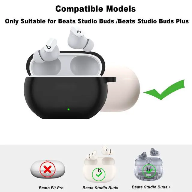 Alt view image 2 of 6 - for Beats Studio Buds Case/Studio Buds Plus Case Cover,Soft Silicone Cover Protective with Cute Strawberry Daisy Flower Charm Keychain for Beats Studio Buds+ Earbuds Charging Case Black