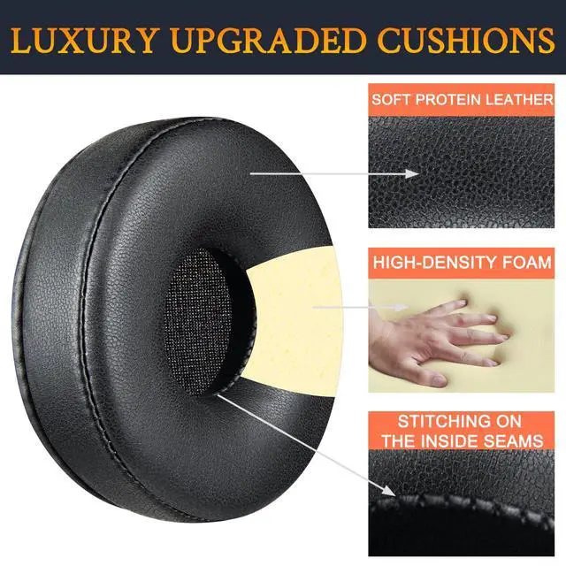 Alt view image 3 of 5 - Earpads Replacement for Skullcandy Cassette On-Ear Wireless Headphones, Ear Pads Cushions with Soft Protein Leather and High-Density Foam - Black