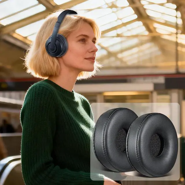 Alt view image 5 of 5 - Earpads Replacement for Skullcandy Cassette On-Ear Wireless Headphones, Ear Pads Cushions with Soft Protein Leather and High-Density Foam - Black