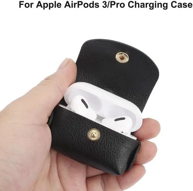 Alt view image 2 of 7 - Case for AirPods Pro AirPods 3 Charging Case, Soft Leather Protective Cover with Keychain Clip Ring Loop for Air Pods Pro 1st (2019) / Air Pods Pro 2nd (2022) / Air Pods 3 Men Women (Black)